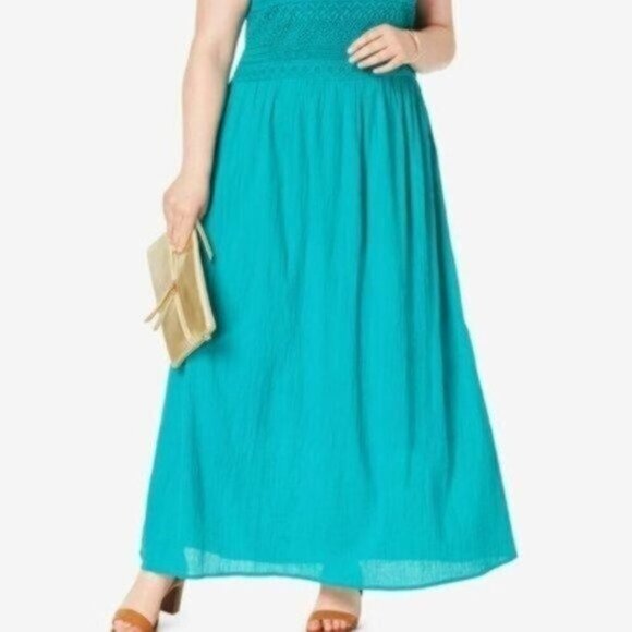 NWOT Jessica London Gauze Maxi Dress - Teal - 14W - Picture 3 of 3